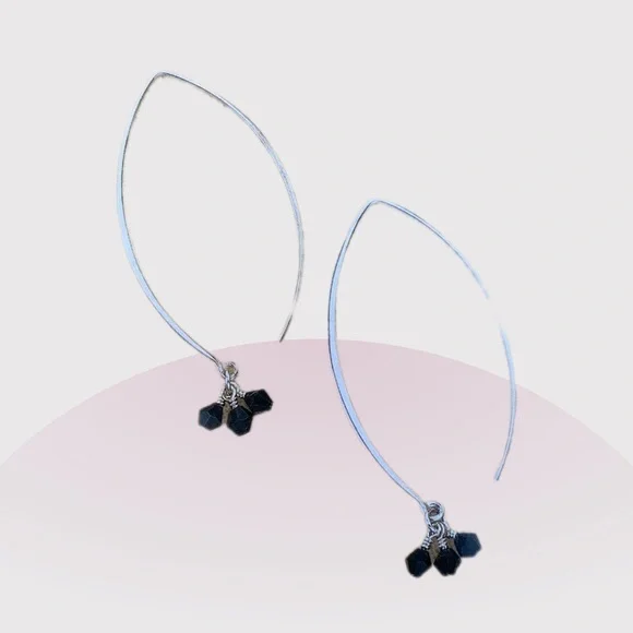 Silpada Slide Earrings with Black Obsidian  Accents W1311 - Picture 2 of 6